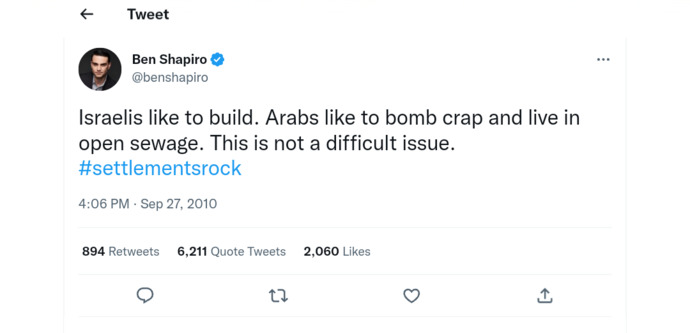Why do many conservatives venerate a racist guy like Ben Shapiro?