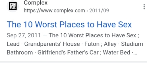 Worst places to make love?