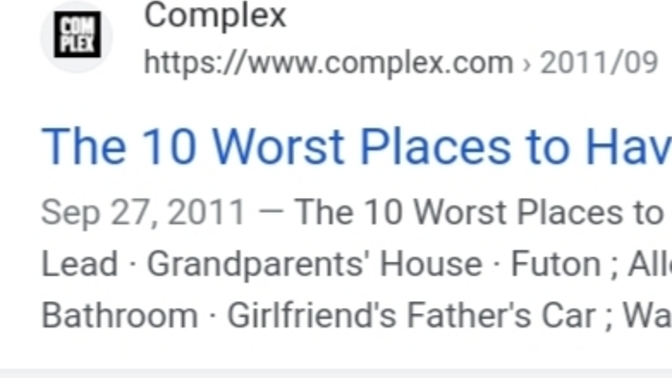 Worst places to make love?