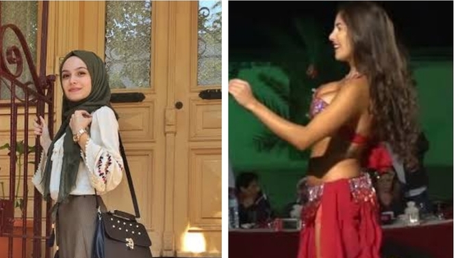 Does a belly dancer wear a headscarf for money?