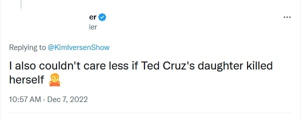 As a Democrat, Im ashamed of the fellow democrats who wish/doesnt care if Cruzs daughter kills herself, are you?