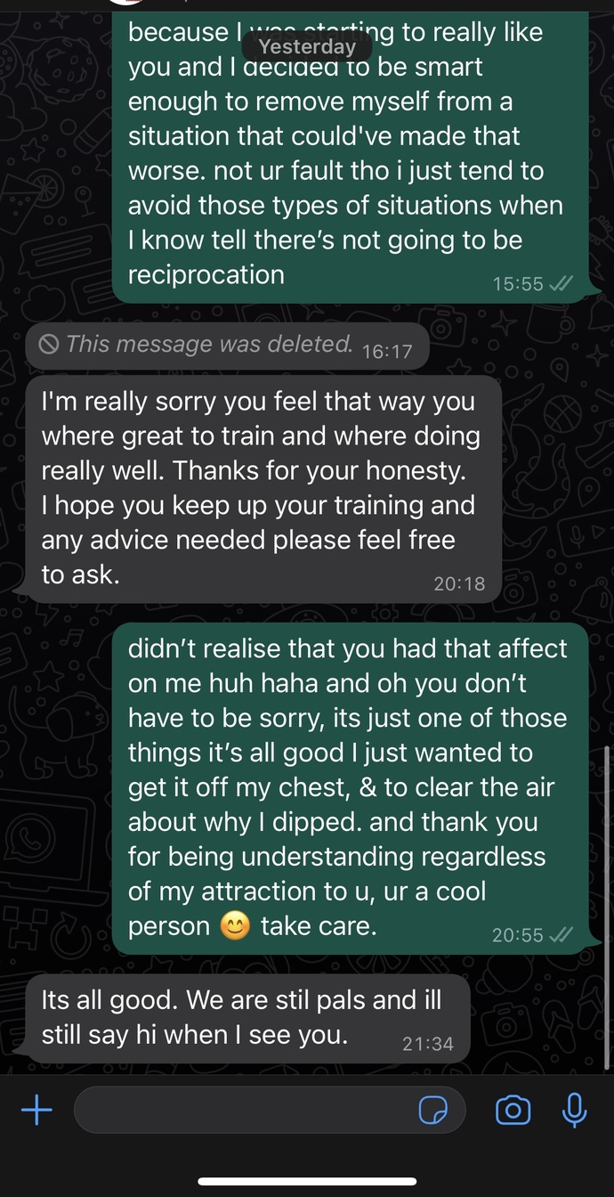 Why would he delete the message. Does it seem I have made a mistake?