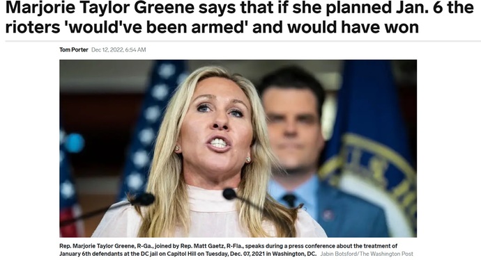 Anti-Semite and QAnon cultist, MTG has the urge to kill. Are you willing to join her in overthrowing the government? VOTE