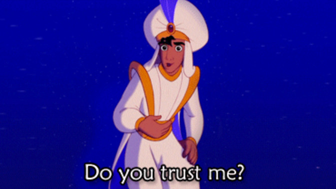 If Aladdin invited you onto his magic carpet to show you a 'whole new world' would you go with him?