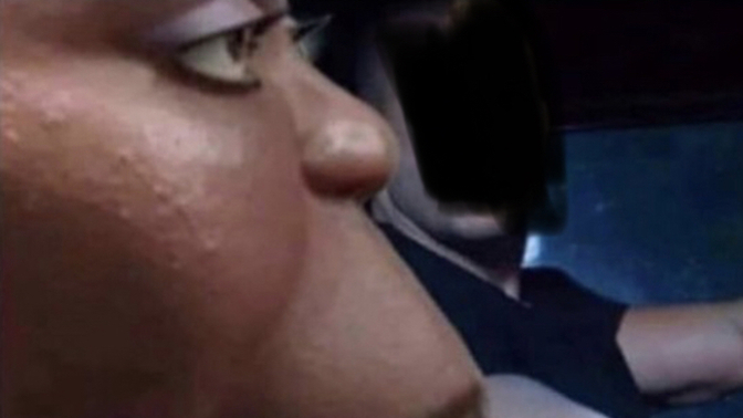 What does her facial expression on this picture mean?