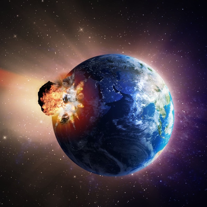 How likely is an asteroid the same size as the one that hit earth that killed the dinosaurs to hit earth and wipe us all out?
