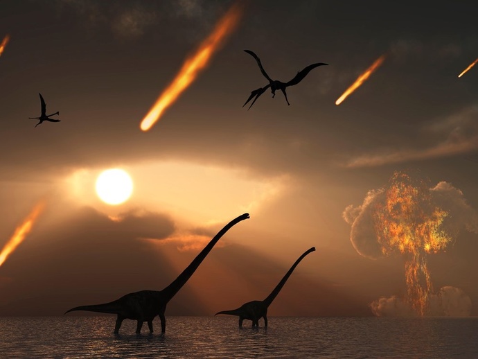 How likely is an asteroid the same size as the one that hit earth that killed the dinosaurs to hit earth and wipe us all out?
