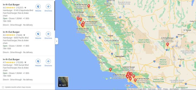 In-N-Out Burger is mainly just in California and has limited locations.