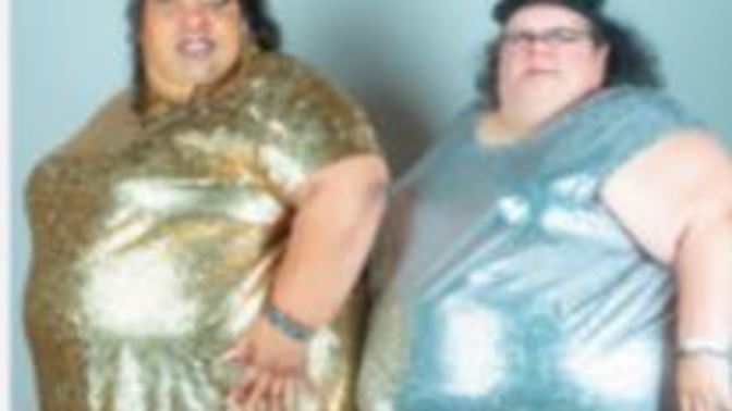 How much do you think each one of these two women weigh?