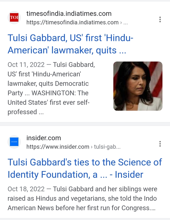 Why do multiple online sources claim Tulsi Gabbard is a Hindu?