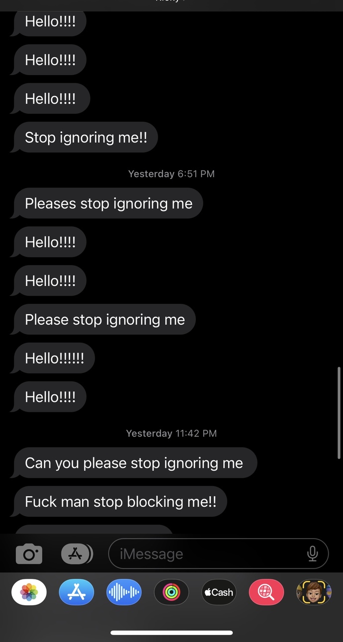 Should I continue to ignore him ( SCREENSHOTS?
