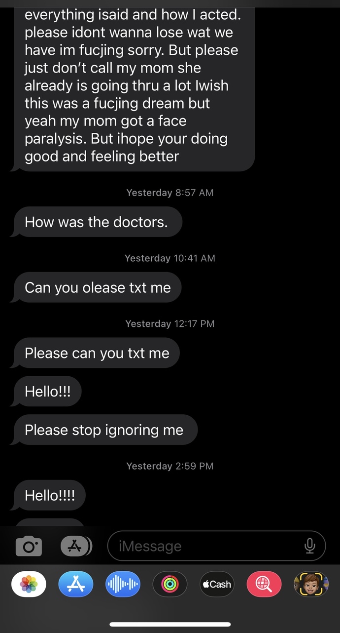 Should I continue to ignore him ( SCREENSHOTS?
