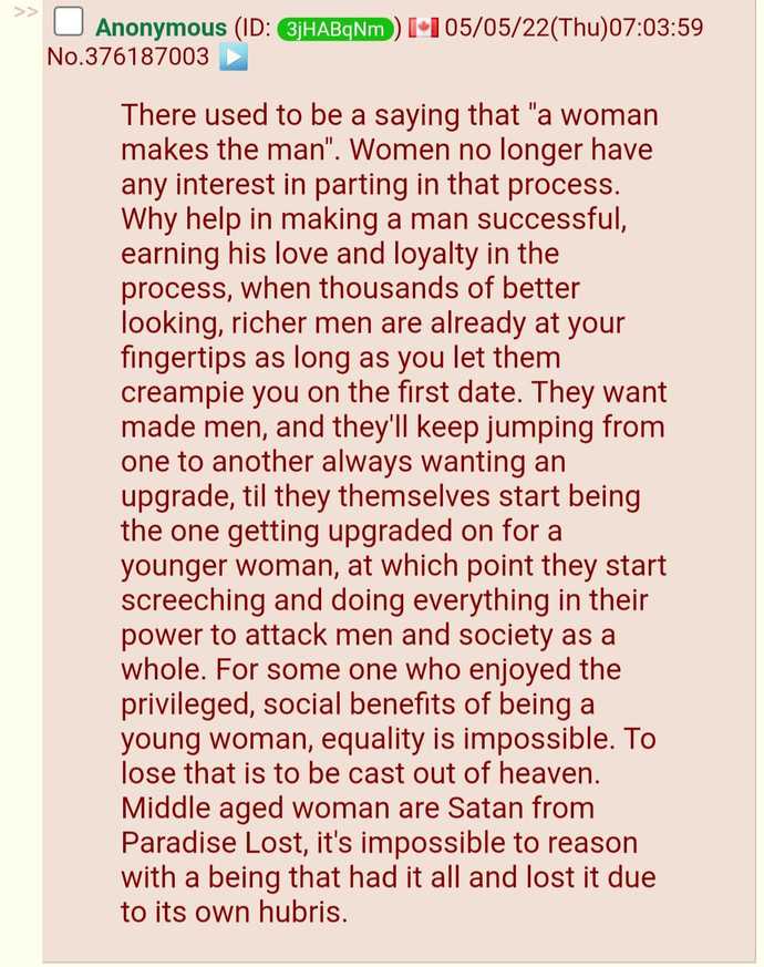 Do you agree with this post on modern women?