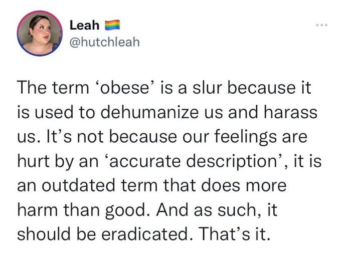 Is the term Obese a slur?