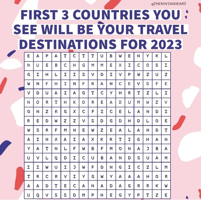 What three countries will be your travel destinations for 2023?