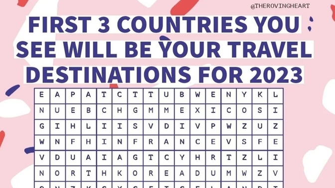 What three countries will be your travel destinations for 2023?