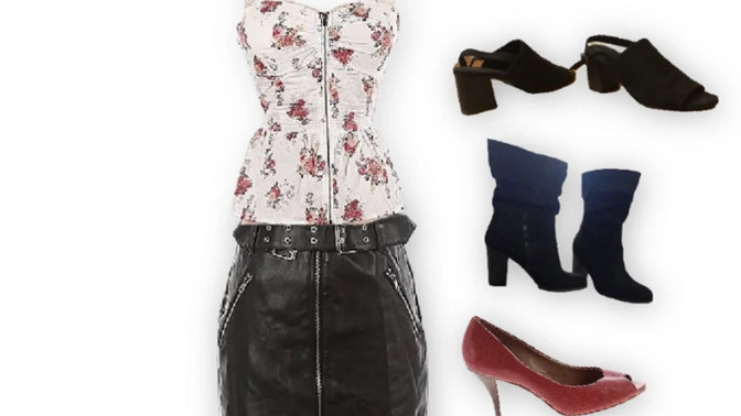 Which shoes and jacket to go with this?