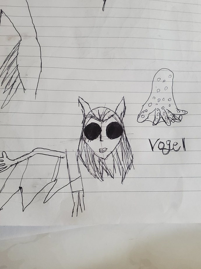 Havent fished sketch but basically supposed to kinda like an owl and a bat.