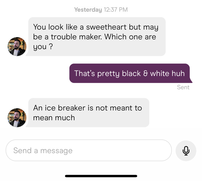 Was I giving this guy on the dating app a hard time unnecessarily?