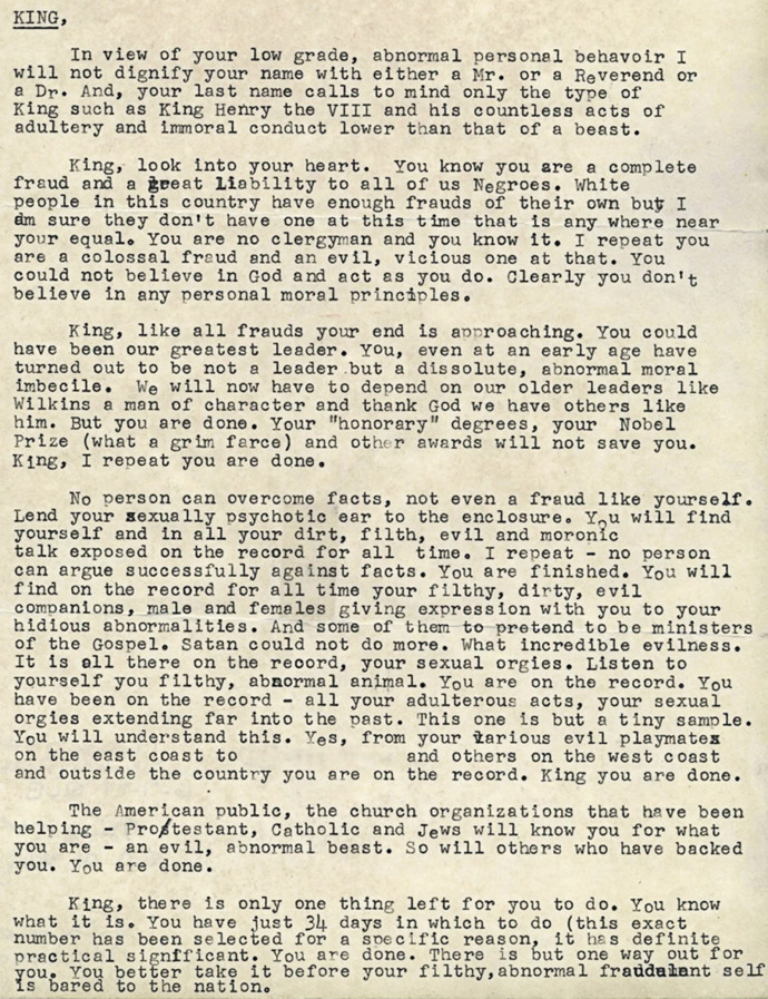 What do you think of the FBI sending this to MLK?
