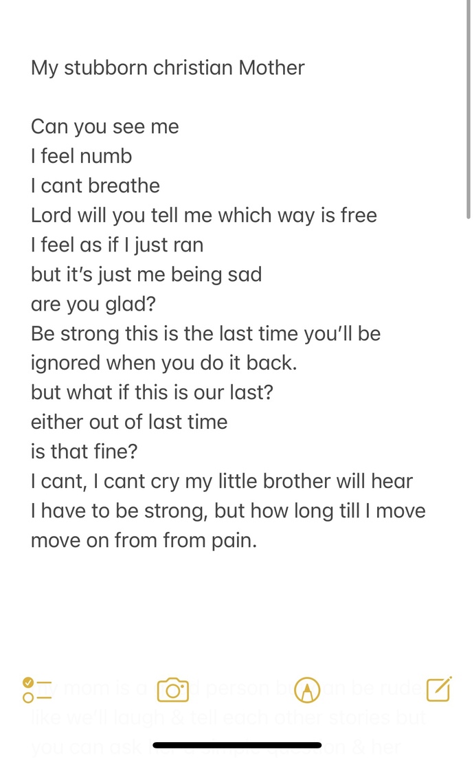 What do you think about my poem about my mom?