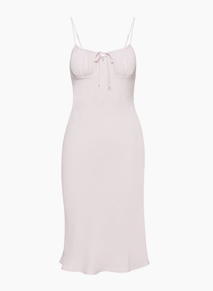 What color of this dress would suit pale skin and platinum hair the most?