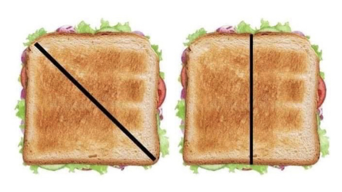 Which way do you cut your sandwich?