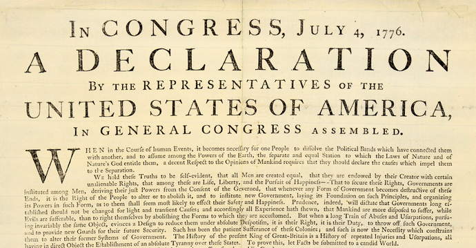 All Men are Created Equal with the Right to Life, Liberty, and the Pursuit of Happiness.