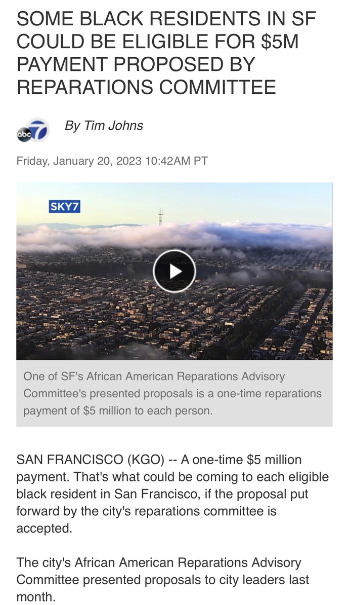 If you are African American and qualify for the $5M settlement for slavery reparations, are you going to move to California to cash in?