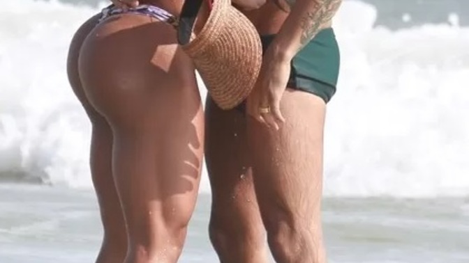 Would say the woman has bigger and stronger legs than the man?