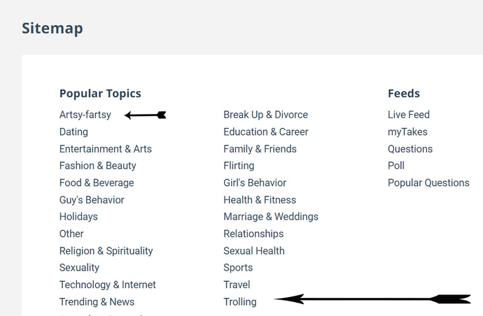 Also notice "Artsy-fartsy" category. I personally love this idea, too...