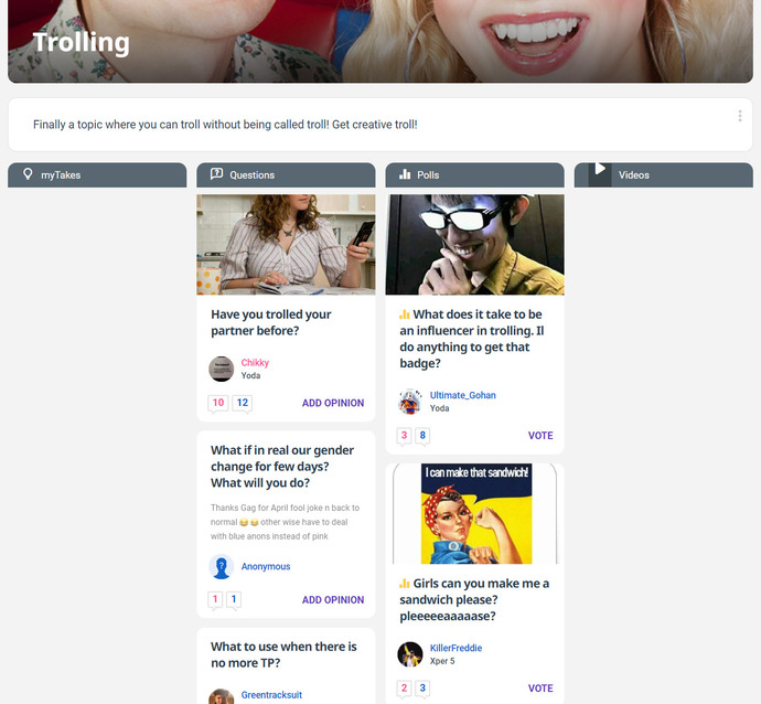 Do you support the existence of a Trolling category on GAG?