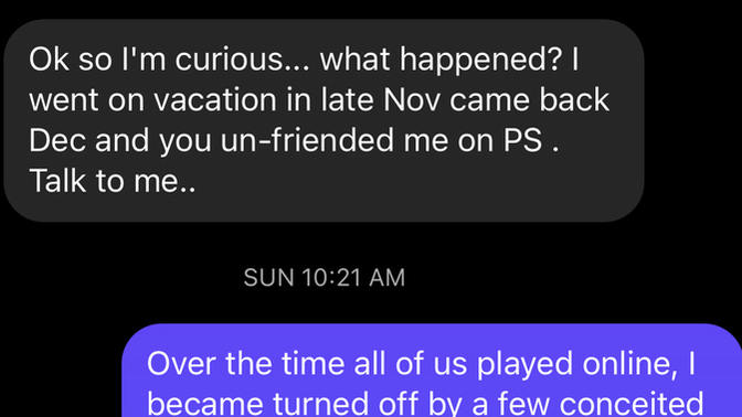 Was I cold with my gamer friend?