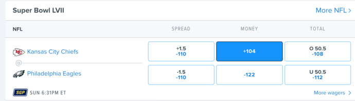 How do I bet on one team on fanduel for the super bowl?