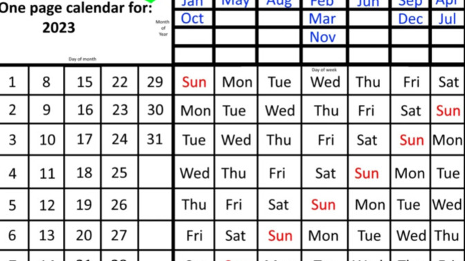 What Do You Think About This ONE-PAGE CALENDAR?