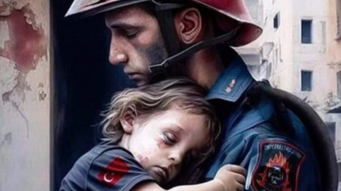 This is the moment when a Turkish child was saved by a Greek staff who came to help the earthquake in Turkey. Isn't it so valuable?