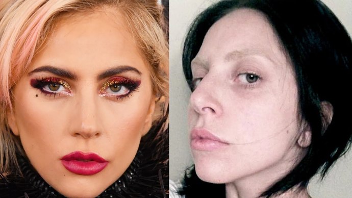 With and without her facepaint.