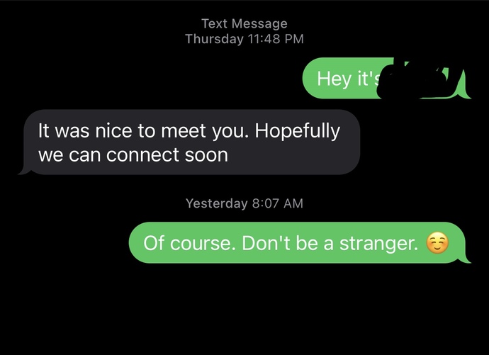 I was grocery shopping and a guy approached me and we chatted. before he left he asked me to take his number. We texted but he kinda disappeared?