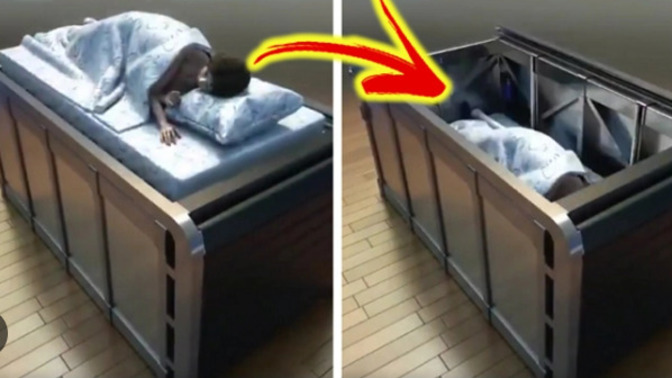 What do you think of this bed which swallows you and saves your life in case of an earthquake?