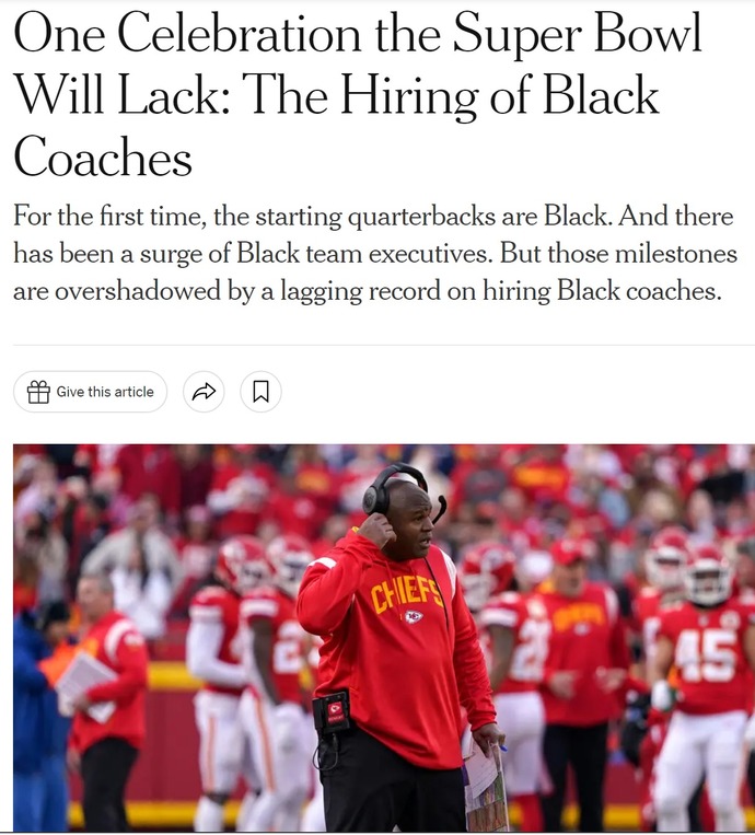The two head coaches were white from the superbowl teams