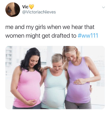 A lot of women are choosing not to have children these days, so should they be added to a war draft like men are?