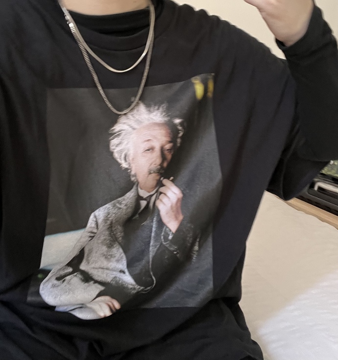 My physicist sister is obsessed with wearing ALBERT EINSTEIN shirts…am I right to think it’s offensive?