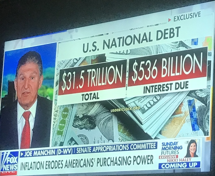 I heard U. S. Senator Joe Manchin say that “The [U. S.] national debt is the greatest threat the USA faces”…Do you Agree or Disagree with this?