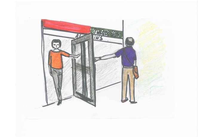 Do men fear being criticized if they hold a door open for a young woman?