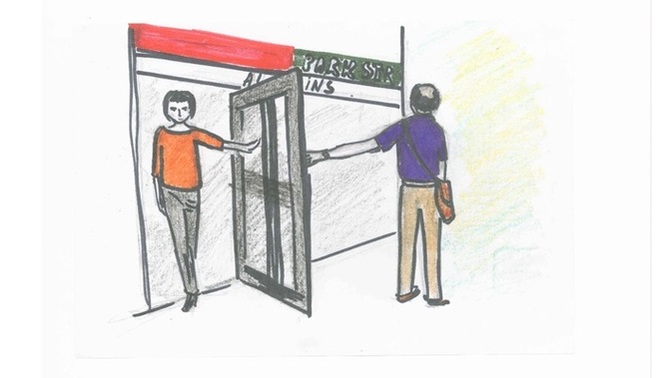 Do men fear being criticized if they hold a door open for a young woman?