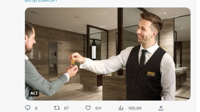 How would you react if a bathroom attendant gave you a gold star for using the potty all by your self?