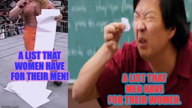Men's list vs Women's list?
