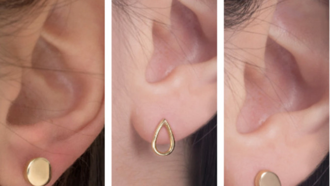 Which of these earrings would suit someone with round features and oval shape?