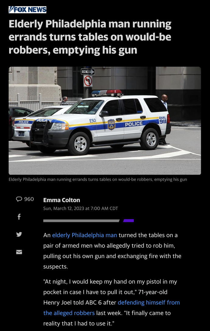 Do we want 71 yr old men “Emptying their guns” in public?