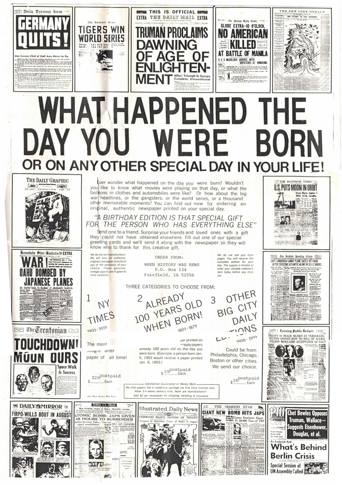 What happened the day you were born?